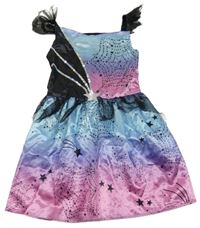 Nové - Modro-růžovo-černé šaty s hvězdami a flitry George