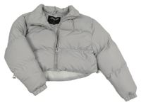 Sivá šušťáková zimná crop bunda