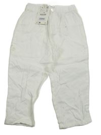 Nové - Bílé lněné kalhoty Zara
