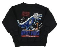 Černá mikina s dinosaurem z překlápěcích flitrů F&F