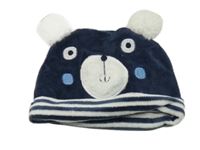 Tmavomodrá sametová podšitá čepice - medvěd Primark