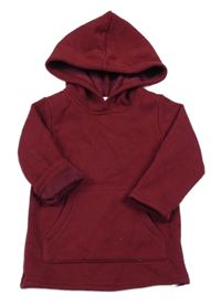 Vínová dlhá mikina s kapucňou