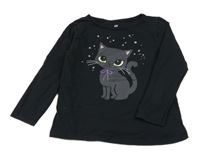 Černé triko s kočkou H&M