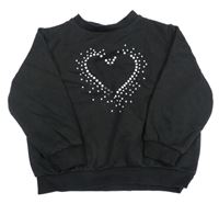 Čierna mikina so srdcem z kamínků