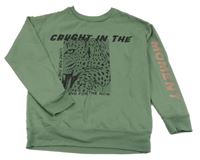 Khaki mikina s levhartem a nápisom George