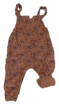 Starorůžové vzorované manšestrové podšité laclové kalhoty Next