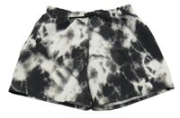 Čierno-biele batikované plážové kraťasy H&M