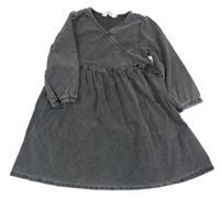 Antracitové teplákové šaty riflového vzhledu H&M