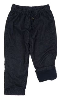 Tmavomodré menšestrové podšité nohavice s gombíkmi Topomini