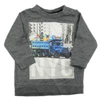 Tmavosivá melírovaná mikina s nákladiakom H&M