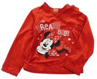 Červené sametové pyžamové triko s Minnie Disney