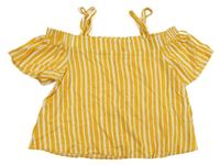 Hořčicovo-biele pruhované ľahké crop tričko Primark
