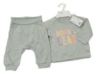 Nové - 2set - Světlezelená propínací mikina s nápisem + tepláky H&M