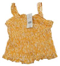 Pomerančovo-biely vzorovaný žabičkový crop top F&F