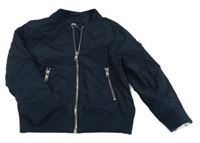 Tmavomodrý šusťákový podzimní bomber so zipy H&M