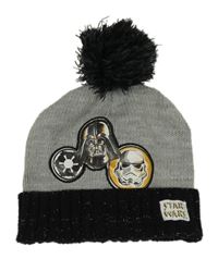 Šedo-černá pletená čepice se StarWars a bambulí Primark