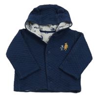 Tmavomodrá prešívaná podšitá prepínaci mikina s výšivkou a kapucňou zn. M&S