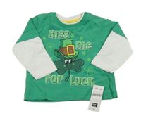 Nové - zeleno-bílé triko s potiskem Dunnes 