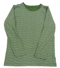 Zeleno-bílé pruhované triko tchibo