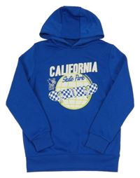 Safírová mikina s potiskem a kapucí DUNNES