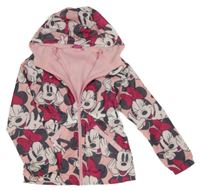 Ružová šušťáková jarná parka s Minnie a kapucňou Disney