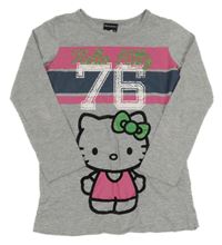 Šedé melírované triko s Hello Kitty a číslem 