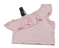 Světlerůžový crop top s volánkem River Island