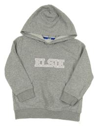 Sivá melírovaná mikina s nápisom a kapucňou