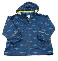 Tmavomodrá šusťáková jarní bunda se žraloky a kapucí impidimpi