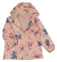 Růžová nepromokavá jarní bunda se Stitchem a kapucí Primark