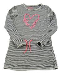 Čierno-biele pruhované šaty so srdcem blue seven