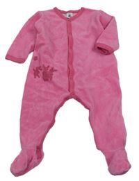 Růžový sametový overal s králíčky 