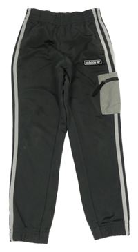 Tmavošedé tepláky s pruhy a logem Adidas