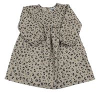 Béžovo-čierne leopardí úpletové šaty Primark