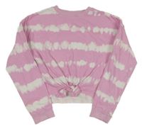 Růžovo-bílá pruhovaná crop lehká mikina H&M