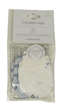 Nové - 2x rukavice - bílé + světlemodré pruhované Mothercare