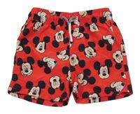 Červené plážové kraťasy s Mickeym Disney