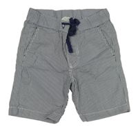 Tmavomodro-biele pruhované plátenné kraťasy H&M