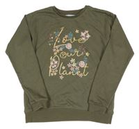 Khaki mikina s nápismi Primark