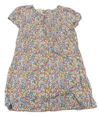 Béžovo-farebné kvetované plátenné šaty Next