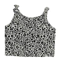 Bielo-čierny rebrovaný vzorovaný crop top George