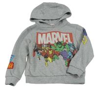 Sivá mikina so superhrdinami  a kapucňou Marvel