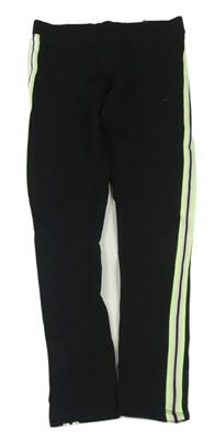 Čierno-neónově zeleno-biele legíny s pruhmi zn. H&M