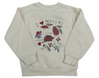 Biela mikina s kvetmi a ježkom zn. Primark