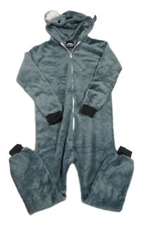 Šedomodrá plyšová kombinéza s kapucí - Koala 