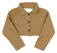 Béžový huňatý crop kabátek Shein