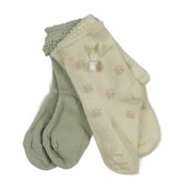 Nové - 2set - 2x ponožky - zelené + bílé květované 