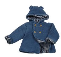 Tmavomodrý podšitý pletený kabátek s kapucí M&S