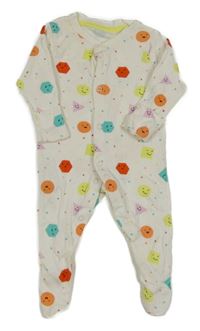 Bielo-farebný vzorovaný overal so smajlíkmi Primark