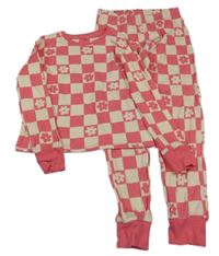 Ružovo-smotanové kockované kvetované pyžama George
